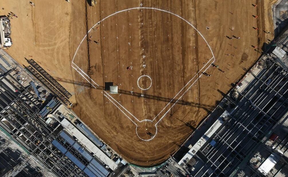 Avance en la construcción del estadio YU'VA en Oaxaca. Foto: Estadio YU'VA