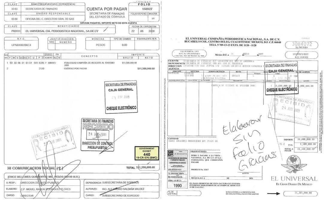 El testigo acusó que García Luna pagaba 25 mdp mensuales a EL UNIVERSAL para limpiar su imagen, pero como prueba mostró una factura de una campaña de turismo. Foto: ESPECIAL
