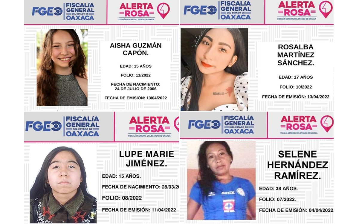 Han desaparecido 8 mujeres en Oaxaca sólo en abril; en dos días emiten alertas por 4 jóvenes