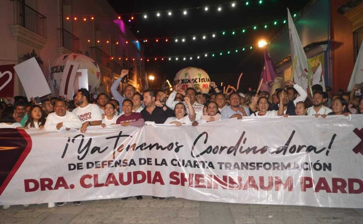 Con calenda, celebran en Oaxaca triunfo de Claudia Sheinbaum, virtual candidata de Morena a la Presidencia