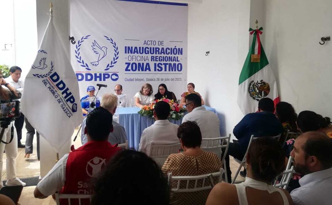 Derechos Humanos de Oaxaca abre oficina en el Istmo y firma convenio con 20 municipios. Foto: Especial