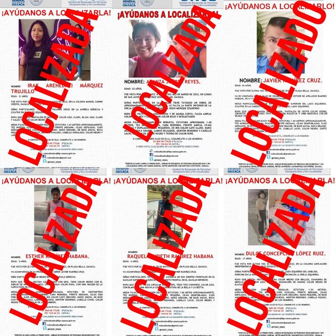 En 24 horas, Fiscalía de Oaxaca halla a 8 personas reportadas como No Localizadas en Valles Centrales. Foto: Fiscalía de Oaxaca