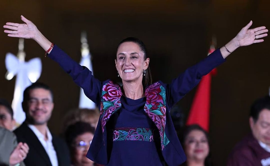 Claudia Sheinbaum celebra los resultados electorales que la favorecen. Foto: Carl de Souza / AFP