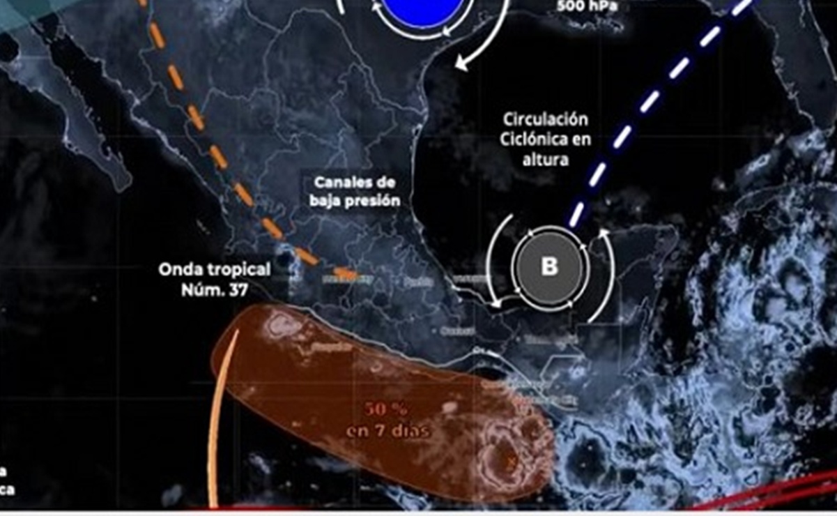 Desarrollo ciclónico en el golfo de Tehuantepec. Imagen: Especial