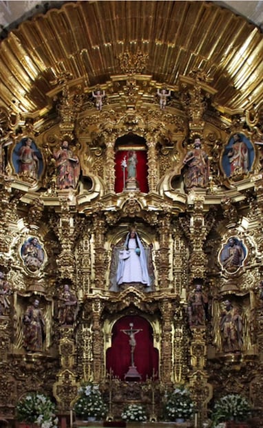 Retablo mayor en el templo de San Felipe Neri, Oaxaca. Foto: Redes Sociales