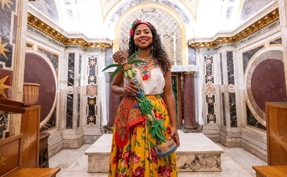 Enid Azucena Torres, Diosa Centéotl 2026, en Roma. Foto: FB@Secretaría de Turismo del Estado de Oaxaca