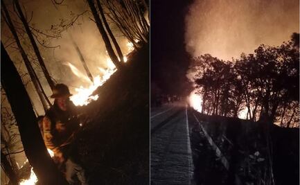 Fuerte incendio consume bosques de Mazaltepec, tras llamado de auxilio gobierno de Oaxaca moviliza brigadas