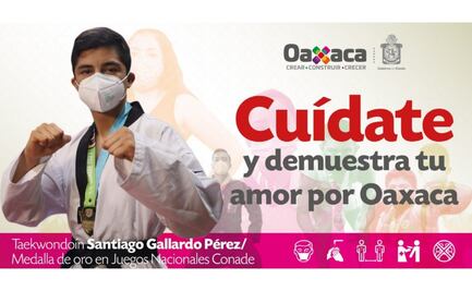 Medallistas oaxaqueños de Juegos Conade presentan campaña para disminuir contagios por Covid-19