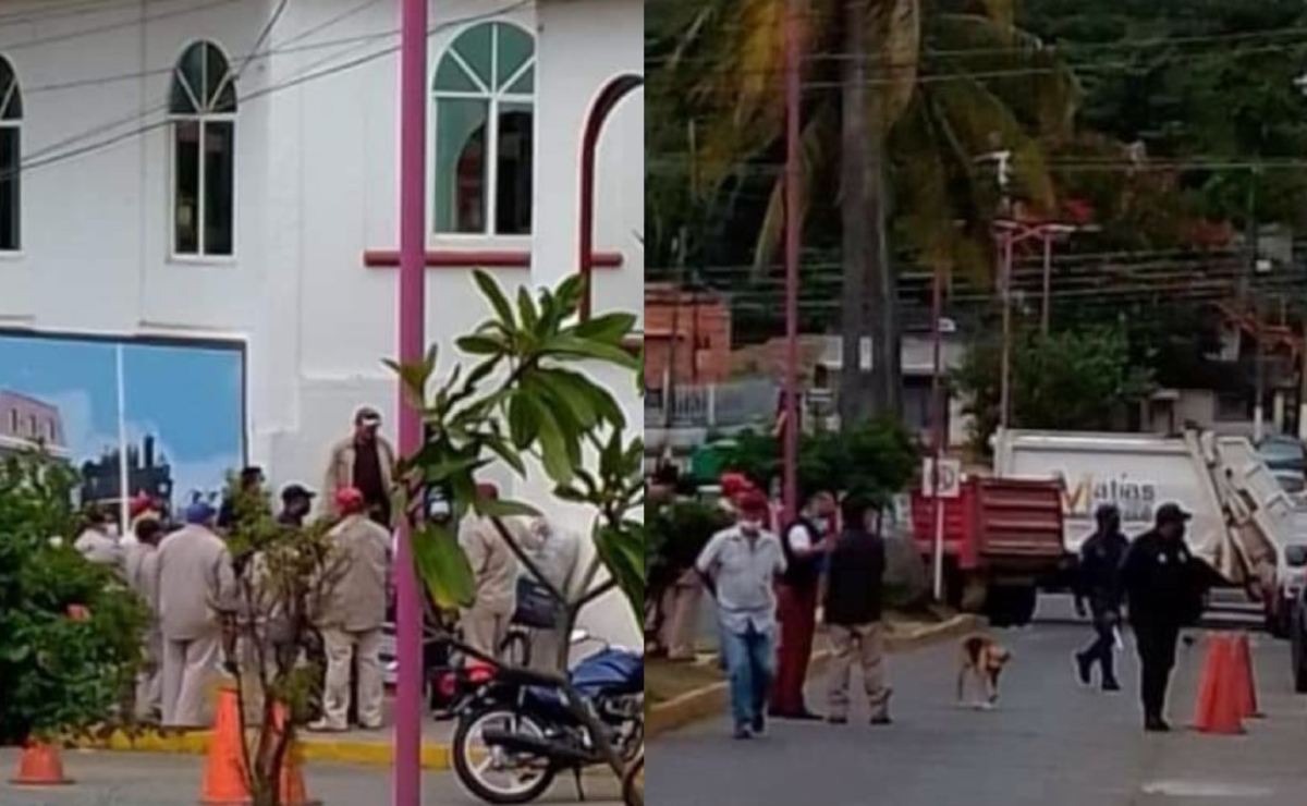 Rechazan trabajadores del ayuntamiento de Matías Romero recorte a aguinaldo; toman palacio municipal