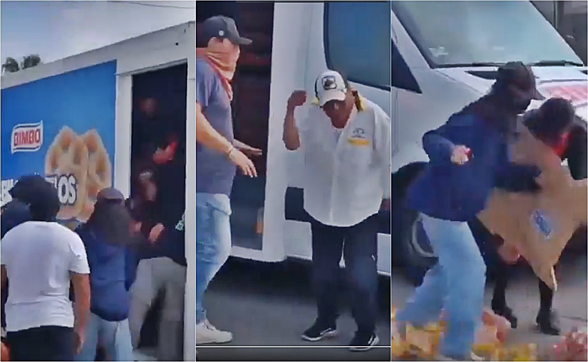 VIDEO: Taxista enfrenta a presuntos normalistas y frustra saqueo a camión repartidor de pan en Oaxaca