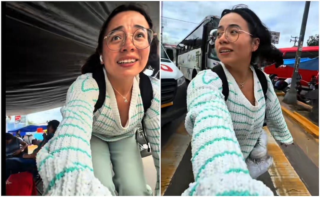 Usuaria de TikTok libra los bloqueos en Oaxaca gracias a sus patines. Fotos: Capturas de video
