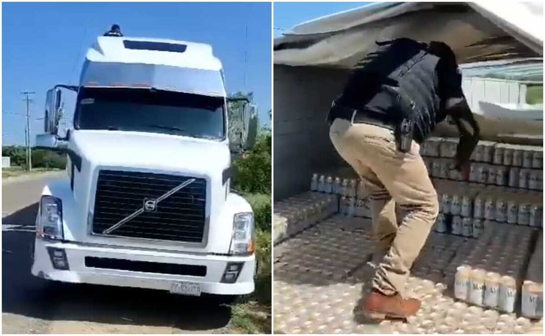 Cerveza decomisada en tráiler en Oaxaca no estaba adulterada ni fue clonada, asegura fiscalía. Fotos: Capturas de video