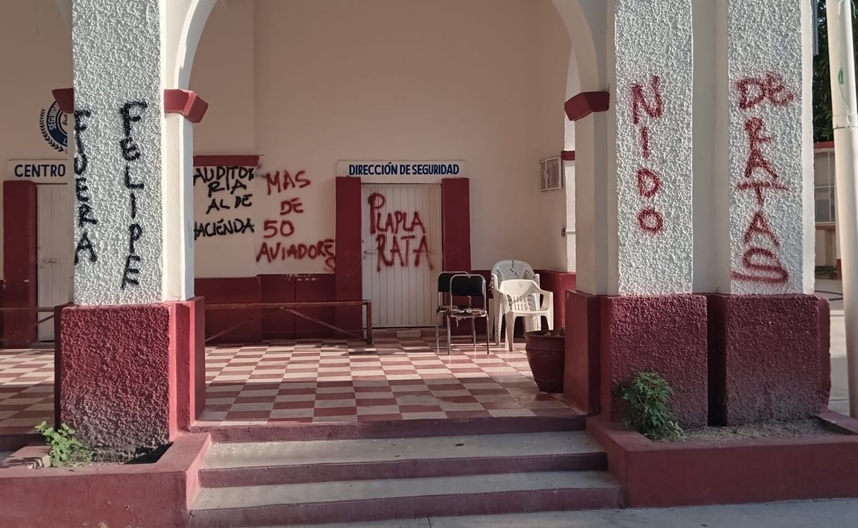Vandalizan Palacio Municipal de Laollaga, en el Istmo de Oaxaca; acusan a líder sindical. Foto: Especial