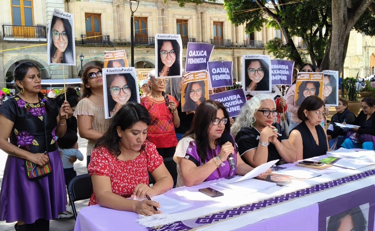 Soledad Jarquín se pronuncia ante la recomendación de la Defensoría de Oaxaca por el asesinato de María del Sol. Foto: Juan Carlos Zavala