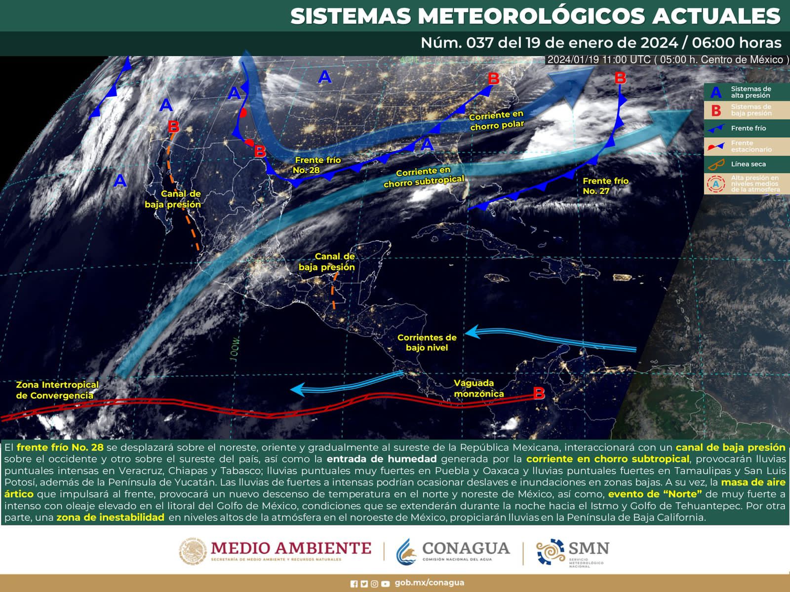 Pronostican  probabilidad de lluvias y ligero evento de norte en Oaxaca. Foto: Conagua