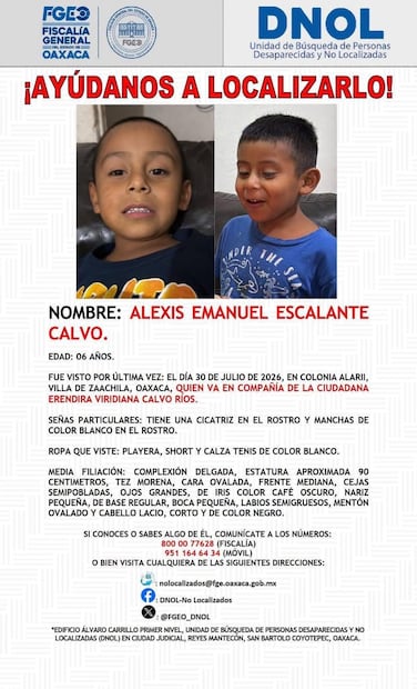 Ficha de búsqueda de Alexis Emanuel Escalante Calvo. Foto: Especial