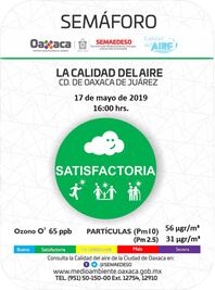 Reportan como "satisfactoria", la calidad del aire en Oaxaca