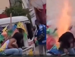 VIDEO: ¡De milagro! Niña se salva de una explosión de pirotecnia durante una Calenda en Oaxaca