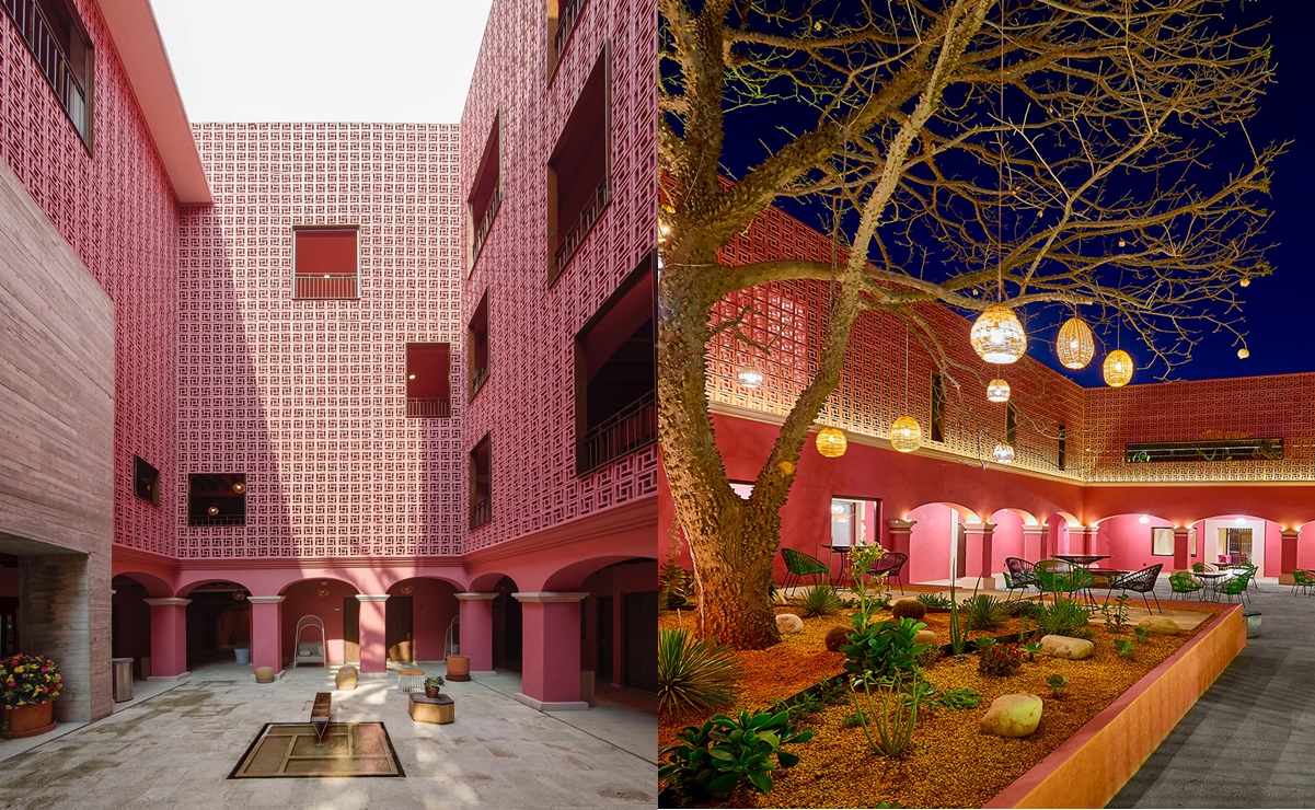 Un hotel rosa en el Barrio Mágico Jalatlaco que te ofrece una experiencia llena de color y tradición. Fotos:  dls_arquitectura y hotelescityexpress, Instagram