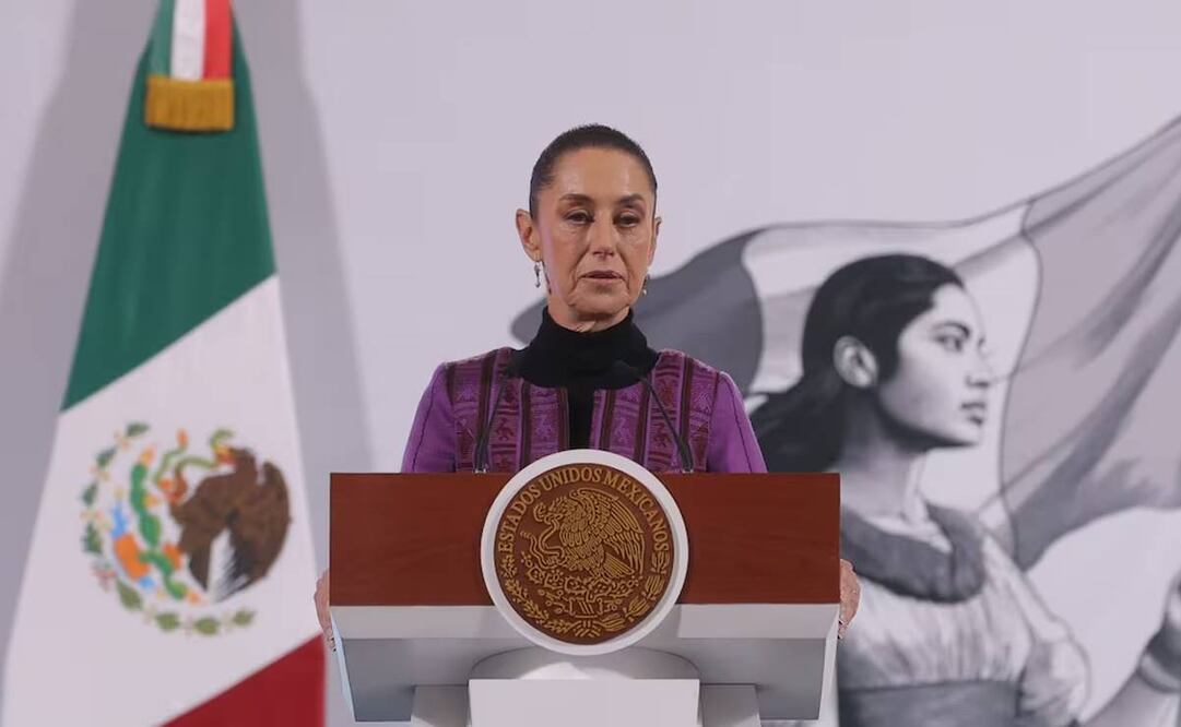 Claudia Sheinbaum, presidenta de México, durante la mañanera del 20 de febrero del 2025 en Palacio Nacional. Foto: Gabriel Pano / EL UNIVERSAL
