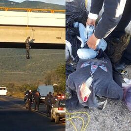 Aparece "embolsado" en puente del Tule... era de trapo