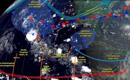 Onda tropical 16 entra este domingo a Oaxaca con lluvias fuertes en 4 regiones