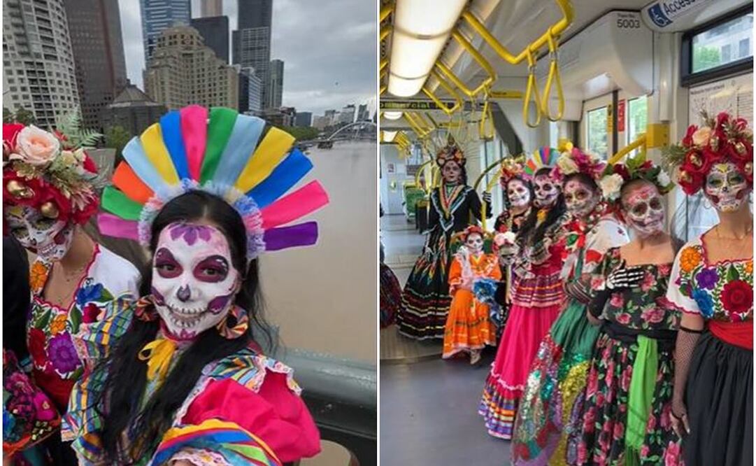Día de Muertos llega hasta Australia: mexicanos lucen vestimentas tradicionales de Oaxaca. Foto: Tomada de TikTok