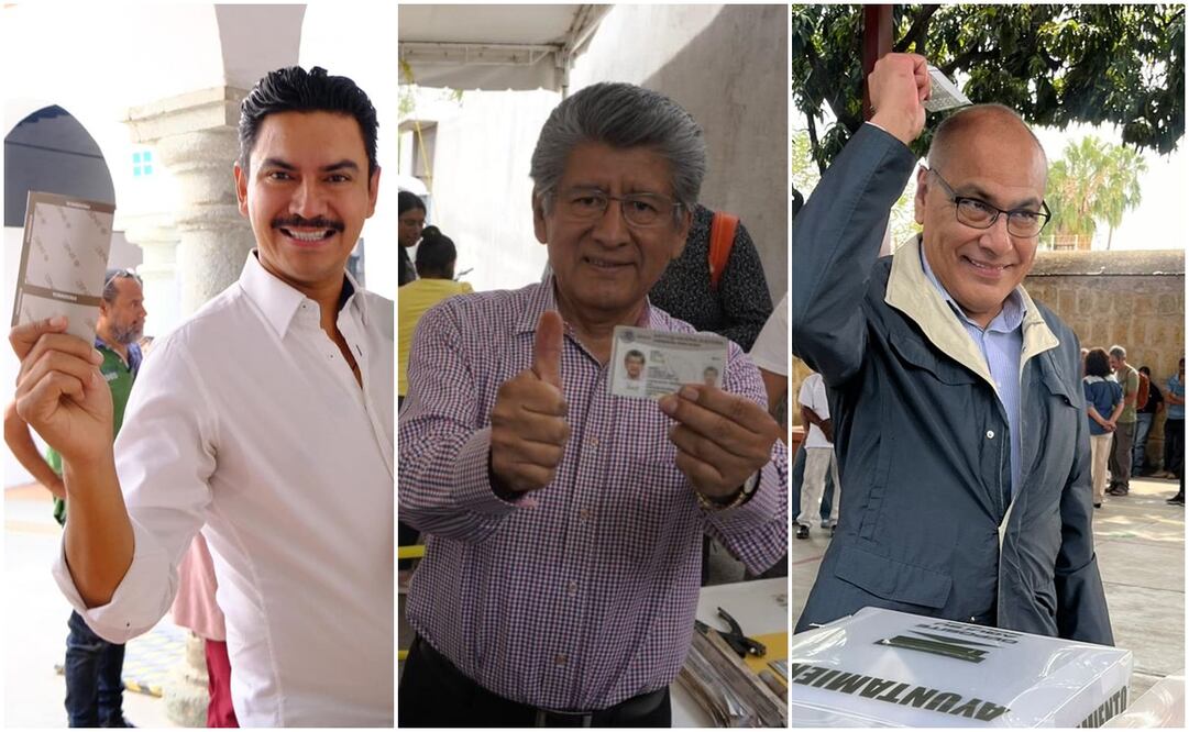 Votan aspirantes a gobernar la capital de Oaxaca; Martínez Neri pide a todos respetar los resultados. Fotos: Especiales