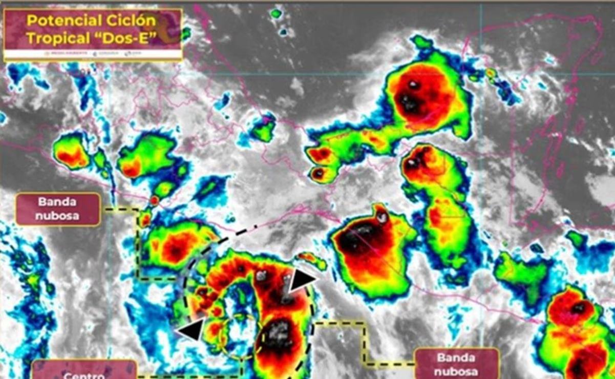 Se forma ciclón tropical "Dos E" frente a las costas de Oaxaca. Foto: Especial