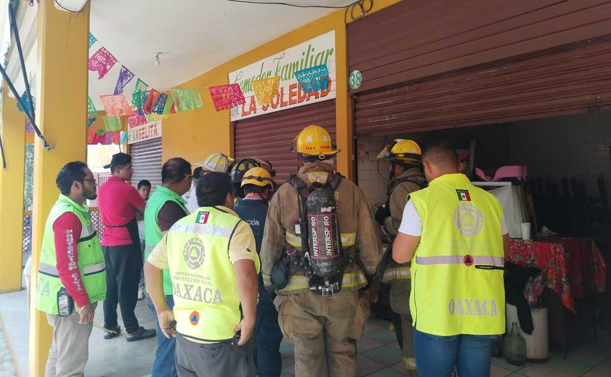 Fuga de gas desata movilización de Protección Civil en mercado IV Centenario de la ciudad de Oaxaca. Foto: Especial