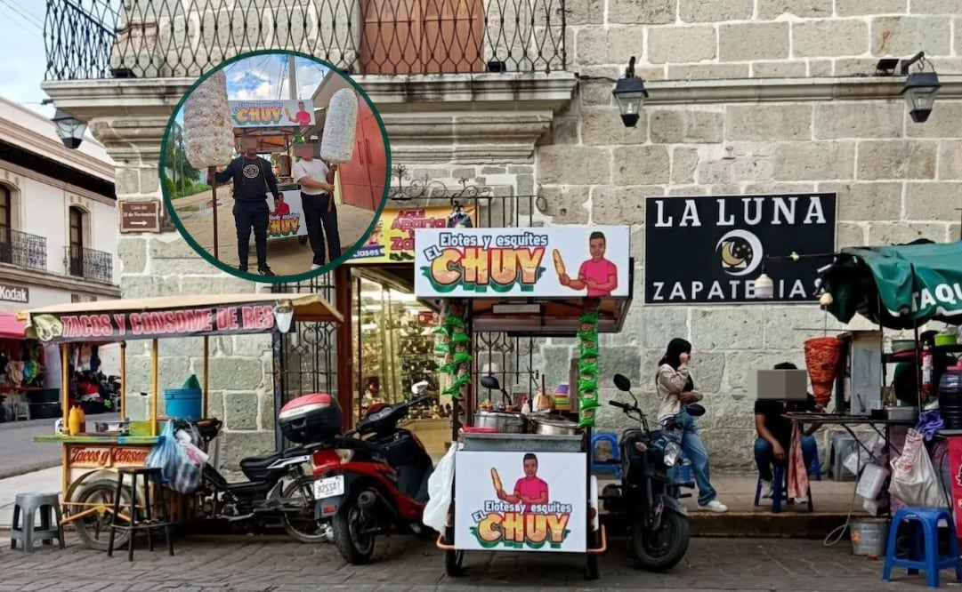 Rosalba y Jesús en su negocio de elotes "El Chuy" en la capital de Oaxaca. Fotos: Página, El Chuy