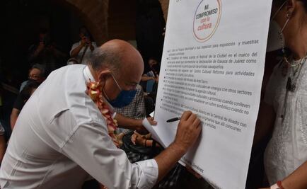 Firma Villacaña compromisos con la comunidad artística y cultural de la ciudad de Oaxaca
