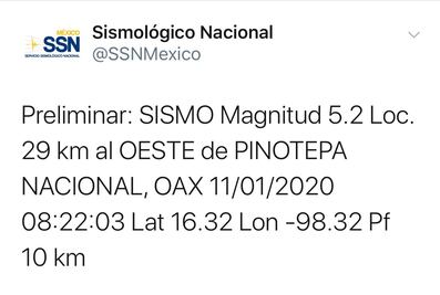Sin daños en Oaxaca por sismo de 5.1 de magnitud