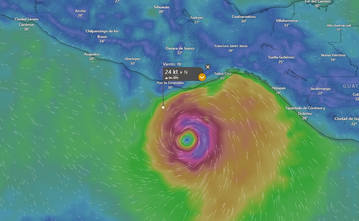 Huracán Erick. Foto: Captura de Windy