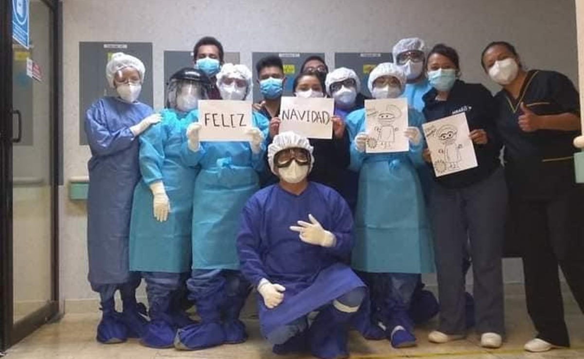 Con mensaje navideño, personal del Hospital de Especialidades de Oaxaca pide quedarse en casa