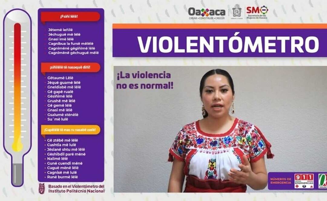 Secretaría de las Mujeres de Oaxaca traduce el Violentómetro al triqui y a variantes del zapoteco. Foto: Especial