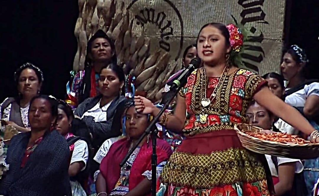 Amanda Martínez Vásquez, candidata a Diosa Centéotl. Foto: Captura de video