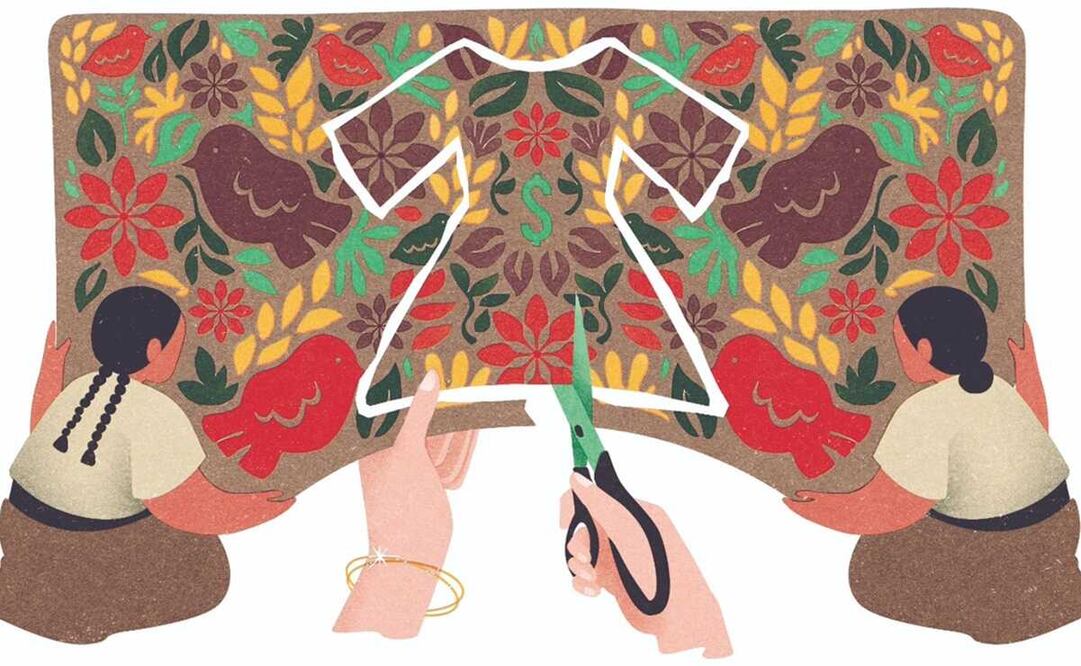 Ante plagios, urgen a diputados de Oaxaca a crear ley con “dientes” que proteja a textiles indígenas. Ilustración: Ani Cortés EL UNIVERSAL