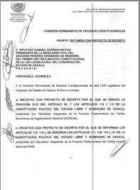 Avalarían diputados de Oaxaca eliminar Juicio Político; beneficiarían a Cué