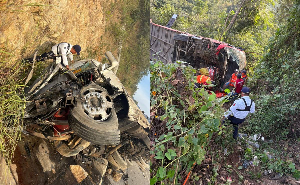 Tres muertos y más de 10 heridos deja choque de camión contra autobús de pasajeros sobre carretera en Oaxaca