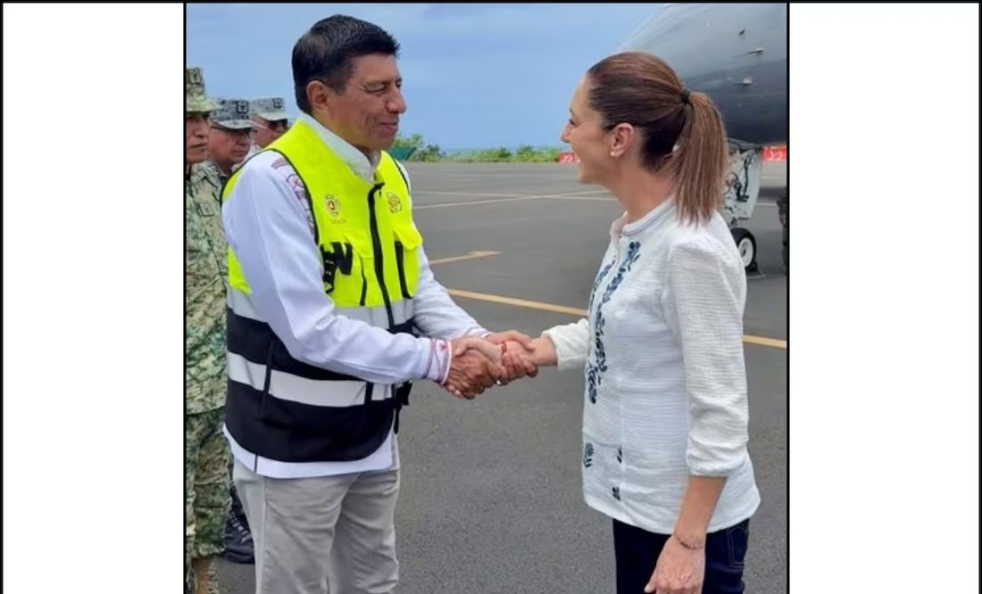 Huracán Erick: Sheinbaum llega a Oaxaca a evaluar daños; sobrevolará con Salomón Jara zonas afectadas