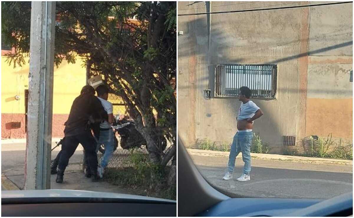 Policía Vial de Oaxaca detiene a hombre por acosar a una mujer, mostrando sus genitales. Fotos: Cortesía