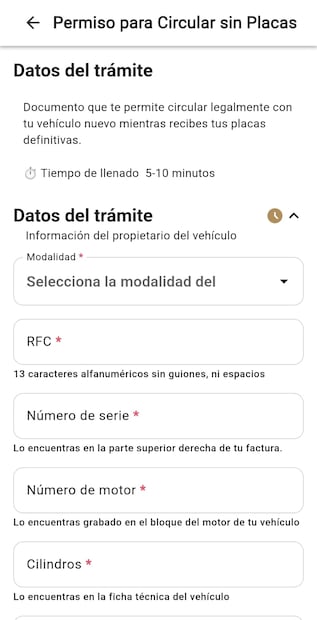 Permiso para circular sin placas en Oaxaca. Foto: Captura de App Oaxaca.