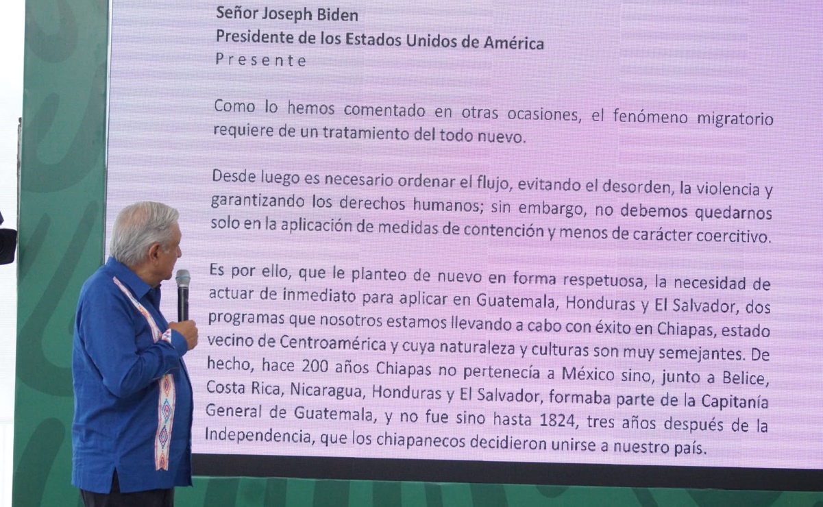 AMLO revela en Oaxaca carta que envió a Joe Biden; propone apoyos a 330 mil para evitar migración