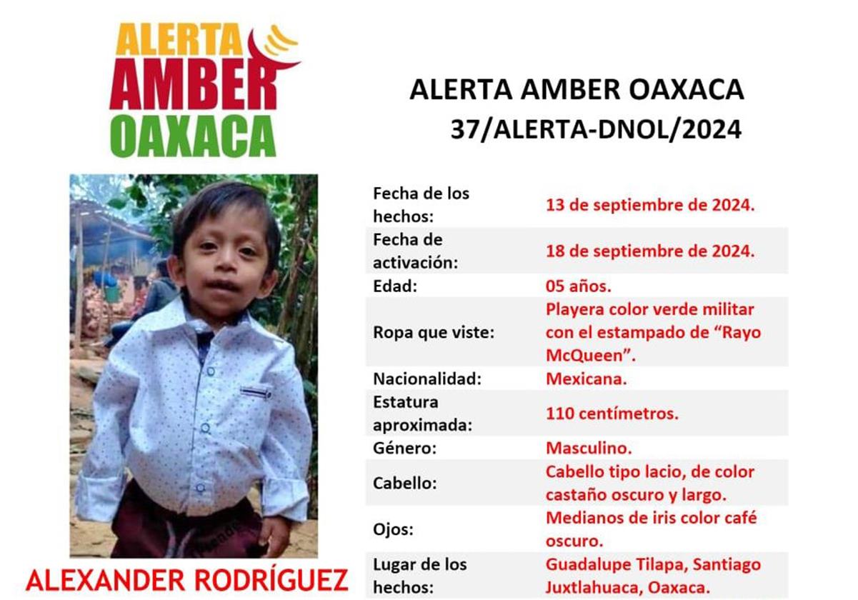 Activan Alerta Amber por desaparición de niño de 5 años en Juxtlahuaca, en la Mixteca de Oaxaca. Foto: Especial