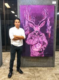 Lleva pintor chocholteco Carlos Bazán su obra a Texas