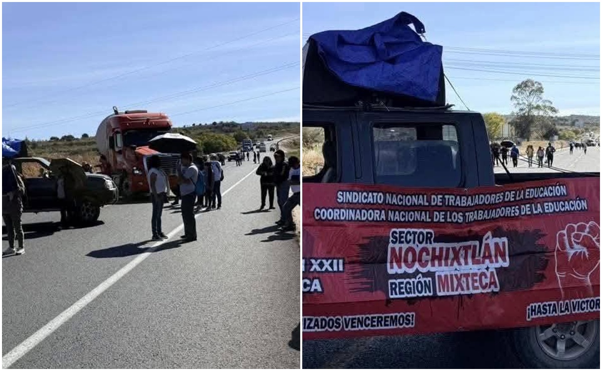 Bloqueo de maestros de la Sección 22 del SNTE en Oaxaca. Fotos: Especiales