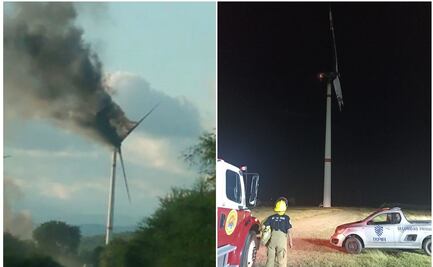 Se incendia aerogenerador de parque eólico en el Istmo de Oaxaca y quema 2 hectáreas de pastizales