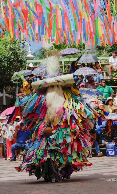 Los tiliches llevan un traje de colores que puede ser muy pesado. Foto: www.putla.mx/carnaval-putleco