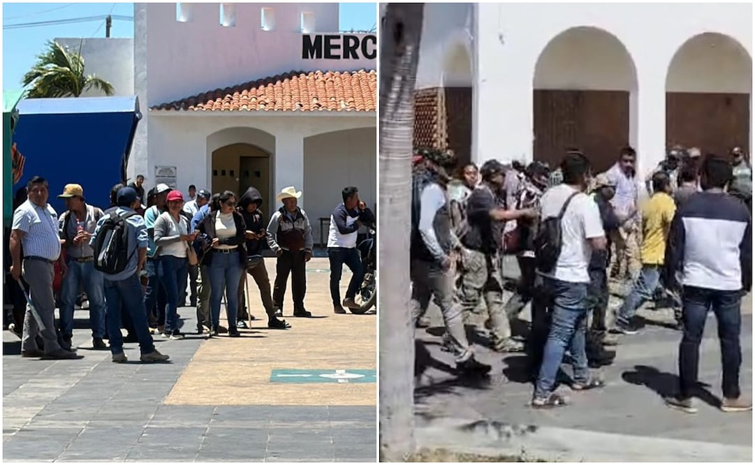 Pobladores retuvieron a un regidor y a policías de Ixtaltepec, Oaxaca. Fotos: Capturas de video